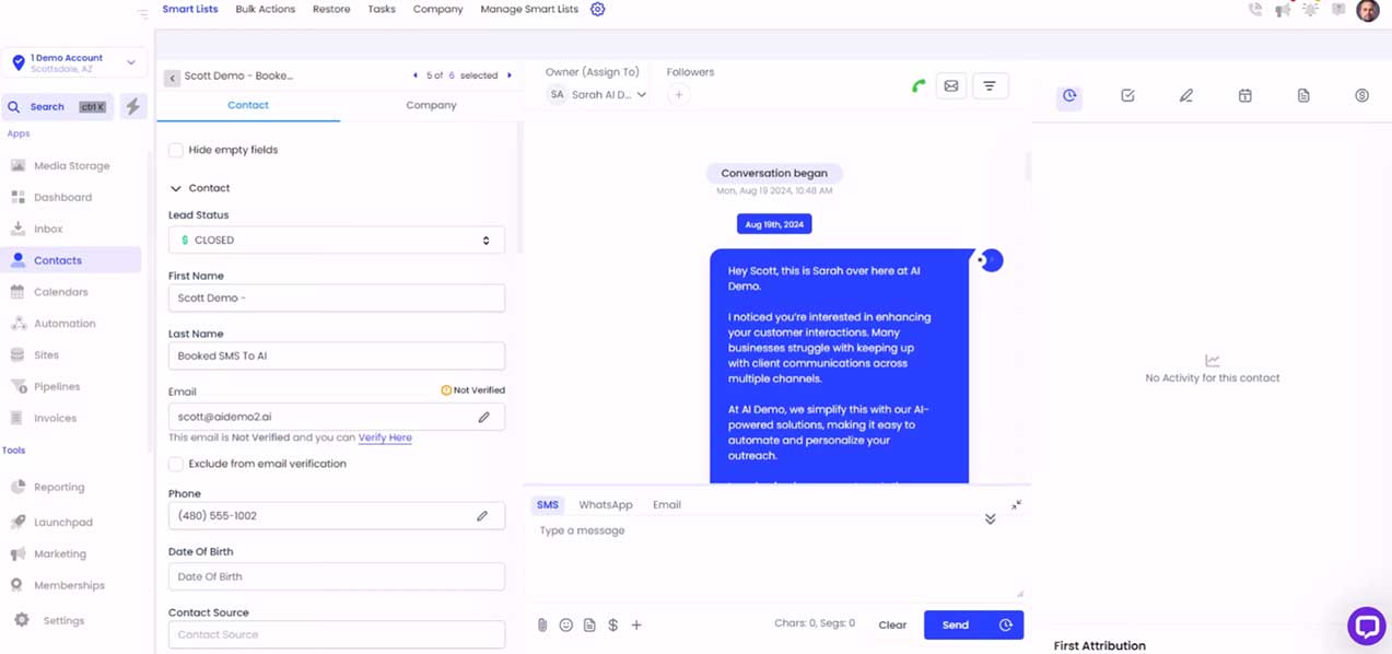 Booked by AI on SMS demo