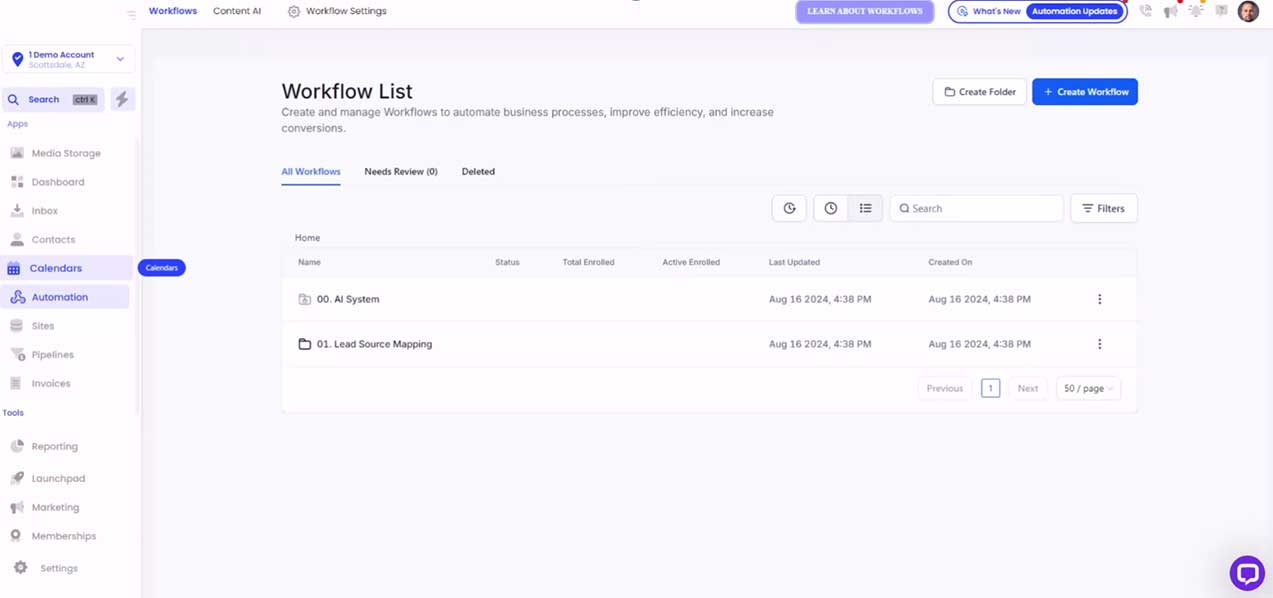 1,000 Foot View Workflows demo